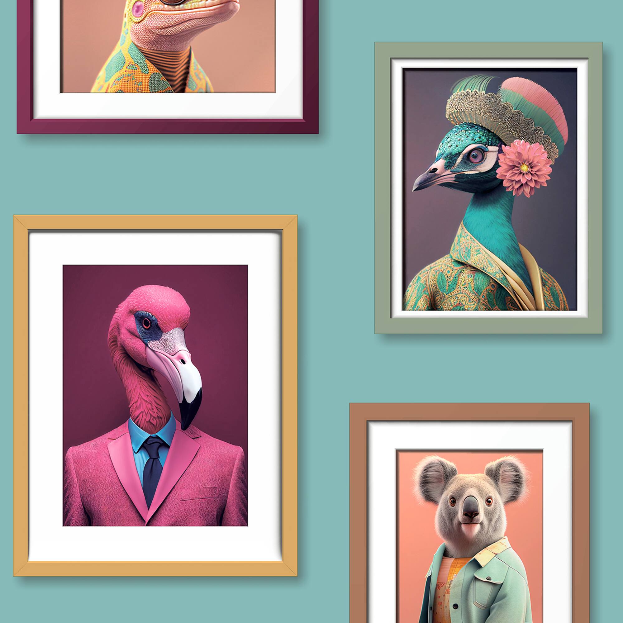 Designs Direct Funky Animal Portraits Wallpaper
